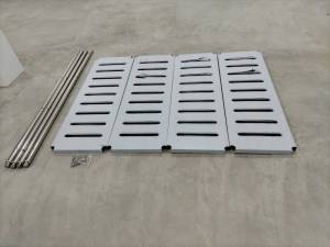 ชั้นวาง ชั้นวางของ ชั้นวางของสแตนเลสเจาะร่อง 4 ชั้นวาง ชั้นวางของครัว ชั้นวางไมโครเวฟ มี 4 ขนาด : แบบยาว 100 cm / 120 cm / 150 cm / 180 cm