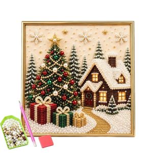 MUNCHX với hạt ngọc trai Bộ dụng cụ vẽ tranh cương ngọc trai Giáng sinh tự làm Giảm căng thẳng Khung gỗ Bộ dụng cụ làm tranh ngọc trai 3D Sáng tạo Tuần lộc Giáng sinh Bộ dụng cụ vẽ tranh ngọc trai Giáng sinh Đồ trang trí ngày lễ Giáng sinh