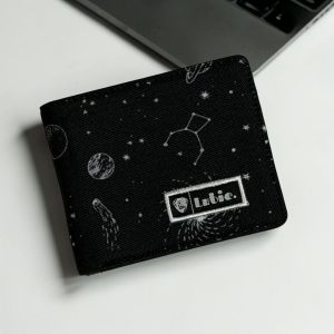 Lubie Dompet Lipat Pria Kanvas Poliester Monochrom
