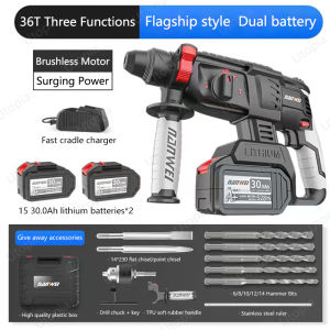 Brushless cordless electric with hammer impact drill concrete tools set