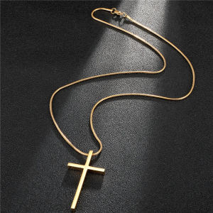 Sinboia 18K Gold Cross Pendant Necklace With Chain Stainless Steel Hip-hop Necklace For Men Women