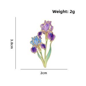 NOBLELYN Assorted Colors Flower Brooches Botanical Design Enamel Material Lapel Brooches Fashion 12 Piece Set Enamel Flower Pins For Women