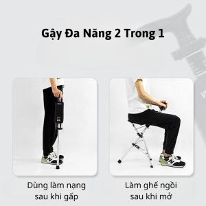 Gậy chống cho người già hemeide kiêm ghế ngồi tiện lợi gậy đi bộ chống trượt siêu nhẹ nạng chống tay