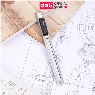 Dao rọc giấy Deli chất liệu kim loại với lưỡi thép SK5 Dao rọc giấy mini siêu bền - 2058