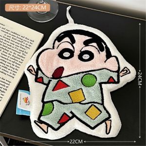 Cute Crayon Shin-Chan Hand Towel Hanging Towel Children Kids Bathing Towels Coral Fleece Handkerchiefs Absorbent Wipe Cloth