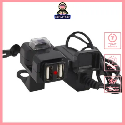 Bộ Sạc điện thoại gắn cho xe máy 2 Cổng USB Sạc – Loại sạc vào nhanh 5V-2.1A Chống nước (Đen)