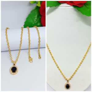 KALUNG TITANIUM PERMATA WARNA PERHIASAN WANITA DEWASA ANTI KARAT DAN ANTI LUNTUR (COD)
