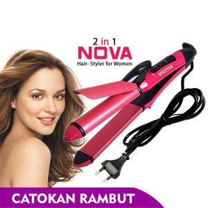 PROMO Catok Nova 2 in 1 Besar / Pelurus dan Pengeriting Rambut Nova 1818 Besar Catokaa Rambut 2 in 1 Nova NHC-1818 / Catok Rambut Lurus Dan Keriting / Catok Rambut Multifungsi / Catokan Rambut Curly / Alat Catok Rambut Murah / Catok Curly / Catok Rambur S
