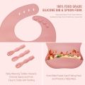 Baby Weaning Set, Silicone Baby Feeding Set(10 Pcs), Toddler Weaning Set with Adjustable Bib, Suction Bowl, Plate, Fork, Spoon, Water & Snack Cup Kit, Baby Led Weaning Kit for Babies and Kids. 