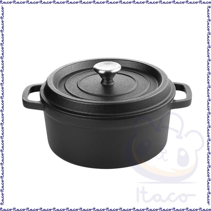 ITACO Cast Iron Dutch Oven Casserole (20cm/22cm/24cm) Camping Cooking Pot  Stew Pot Soup Pot