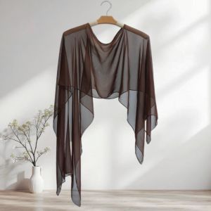 DIVATEN Sheer Transparent Chiffon Cape Shawl Solid Color One Size Wedding Jacket Loose Fit Cover Up For Women Ladies