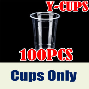 100pcs Plastic Y Cup (10 12 16 22oz) 95mm PP Pet Flat/Dome/Tall Flat Lid Disposable Milk Tea Cups