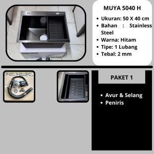 PROMO SINK KITCHEN 50 x 40 CM / SINK CUCI PIRING HITAM / BAK CUCI PIRING PREMIUM  UKURAN 50 x 40 CM