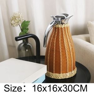 FFBH Handmade Rattan Water Bottles 304 Stainless Steel Kettles European 2L Thermal Pots Household Kitchen Liquid Storage Drinkware R7Q2P