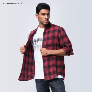 Bombboogie Kemeja Pria Stellar Red Black 24817B5RB