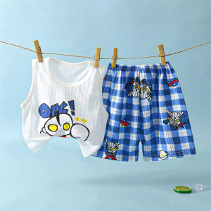 【Local Stock】 Preschool Summer Vest Set Pure Cotton Vest Shorts 2pcs Set Moisture Wicking And Sweat Wicking Set Caring For Babys Skin