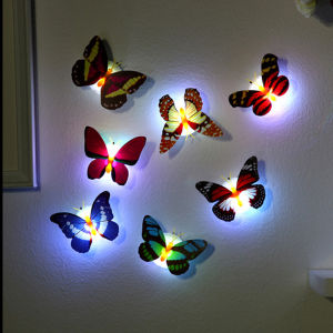 [Temporarily delisted] Huankai   Creative natural style can be pasted controllable butterfly night light colorful LED Children bedroom wall light energy-saving decorative bedside light up at night