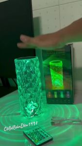 Đèn ngủ pha lê cảm ứng đèn để bàn trang trí RGB có điều khiển 16 chế độ sáng tặng kèm dây sạc USB làm quà tặng