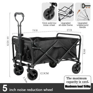 Folding Wagon Trolley Can EXT Large Capacity Trolley Outdoor Camping Beach Shopping Trolley Cart Home Tool Trolley Carts