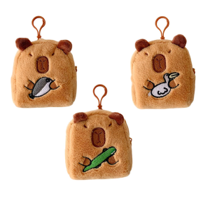 Plush Change Purse Lovely Capybara Pouch Purse Bag Charm Earphone Pouch Cartoon Animal Storage Bag