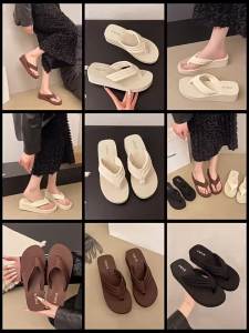 [Free Shipping] Height-increasing platform thick-soled flip-flops for women versatile non-slip summer sandals beach shoes versatile summer non-slip