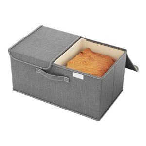 SKYJS Foldable Closet Storage Container Reinforced Handles Dustproof Lid Fabric Storage Bins Sturdy Large Capacity Clothing Storage Box Toys Storage