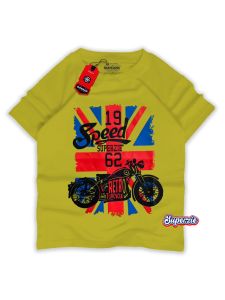 Baju anak laki laki motif kendaraan motor 19 speed warna hijau sampurna bahan adem sablon plastisol