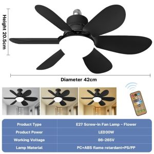 NEXASHOP 2 in 1 LED Ceiling Fan Light Adjustable Lighting Modes Remote Control Ceiling Fan Multi-functional Dimmable Fan Lamp Bedroom
