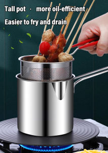 Oil-saving and splash-proof small fryer with filter Stainless Steel Deep Frying Oden Cooker Chicken French Fries Pot Pan Fry Goreng 油炸锅