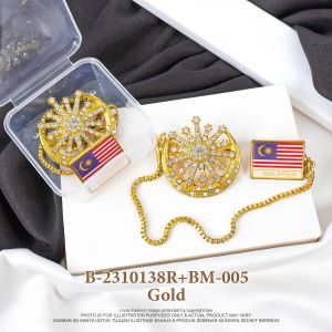 Livas Butang Baju Bulan Bintang Rantai With Box Add On Button Pin Brooch Baju Lelaki Fashion Accessories Pin Baju Melayu