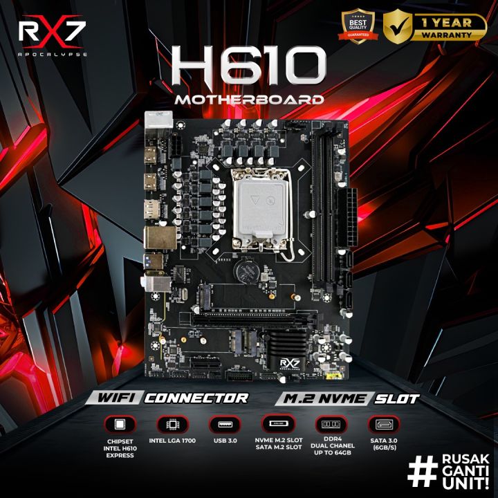 MOTHERBOARD RX7 H610 SOCKET LGA 1700 DDR4 MAINBOARD H610 INTEL 1700 ...