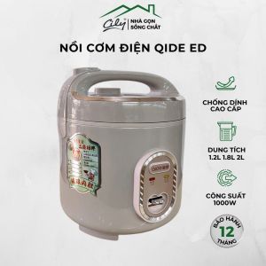Nồi Cơm Điện Qide Ed 2025 – Dung Tích 1.2L/1.8L/2.0L – Lòng Nồi Kim Cương Pha Lê Đen – Siêu Chống Dính – Nắp Chống Tràn Giữ Nhiệt - BH1 Năm