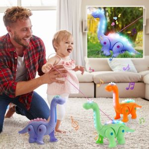 QUINT Childrens Educational Kids Leash Toy Electronic Walking Sound Ligh Music Glowing Musical Toy Leash Dinosaur Toy Simulation Dinosaur Model Dinosaur Pet Toy