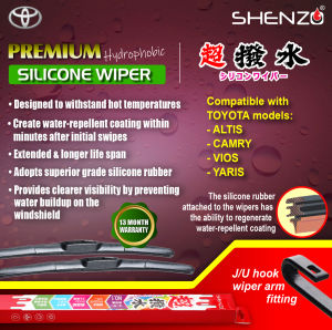 Shenzo Japan Premium Front Silicone Wiper Blades for Toyota Altis Camry Vios Yaris/Clear VIsibility & Lasting Windshield Wipers