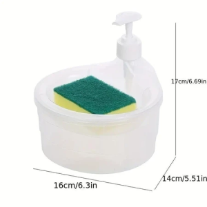 Buy 1 Get 1 2-in-1 Manual Dishwashing Liquid Soap Pump Dispenser Sponge Holder SaugWunder Sponge