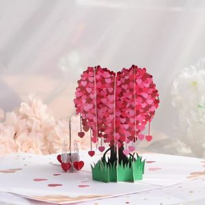 3D Pop UP Love Tree Greeting Invitation Cards Laser Cut Miniatures Postcard To Lover Girlfriend Gifts Wedding Party Decor