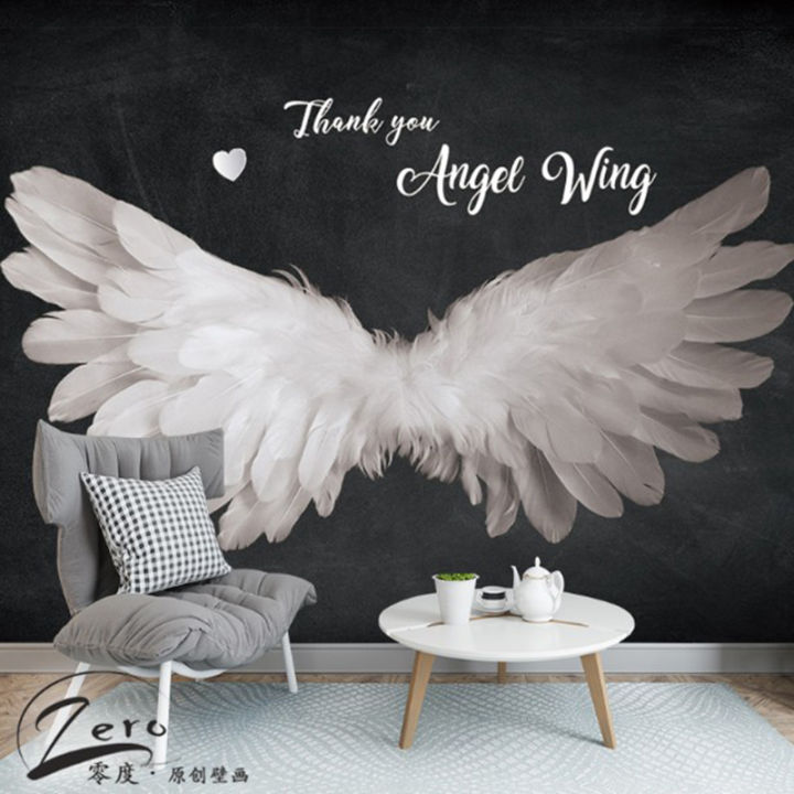 3d online celebrity background wall wallpaper Angel wings feather