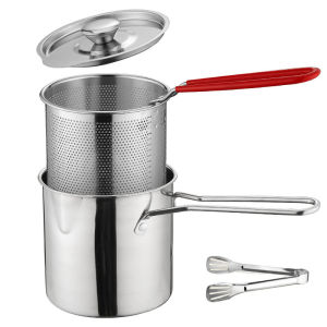 Stainless Steel Deep Fryer Pot Kitchen Home Use/Health Cooking/With Oil Filter Basket/Anti-scald Handle/For Family Beginners