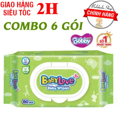 [HCM]Combo 6 gói Khăn Ướt Babylove/ Babycare/ Unidry/ Unifresh Không Mùi 80 miếng