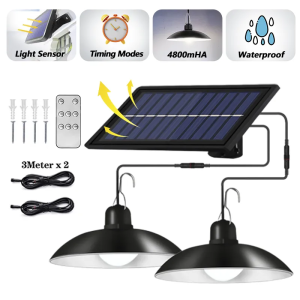 Double head lampu surya lampu outdoor solar liontin lampu ip65 air tahan air di luar ruangan lampu surya indoor