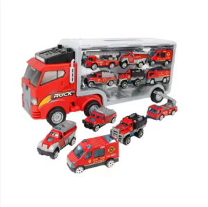 Friction Car Toys 6 Pieces Alloy Mini Car Simulation Trailer Toy Truck Transporter Engineering Vehicle Children Gift