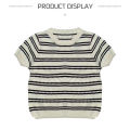 Korean Style Casual Striped Striped Round Neck Knit Top for Women Blouses Women New Style 2024. 