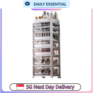 【DAILY ESSENTIAL】 Rolling Cosmetic Storage Cabinet with Transparent Drawers 3-7 Tiers