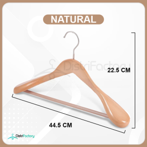 Wide Shoulder Wooden Hanger Suit Hangers with Non Slip Pants Bar Smooth Finish 360° Swivel Hook Solid Wood Coat Hanger