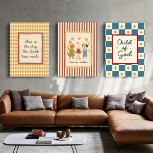 (With Frame)Christian Nursery Canvas Wall Art Child of God Bible Quote Cute Animal Poster for Kids Bedroom Playroom Religious Decor