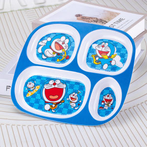 Pinggan Kanak-Kanak✨ Kids Cartoon Divided Melamine Plate 4-Compartment Toddler Meal Plate Tableware