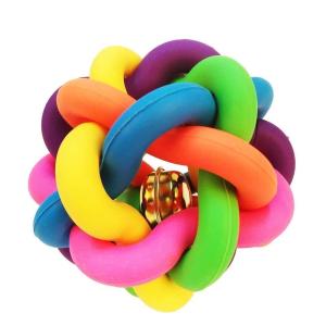 The CozyCute Dog Toys Interactive Pet Dog Ball Toy Cat Toy with Small Bell Rainbow Dogs Toys Pets Chewing Playing Fetching