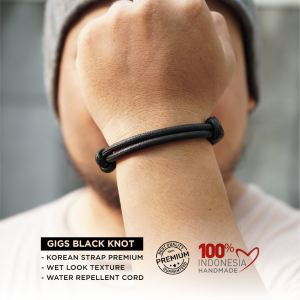 Gelang Pria - GIGS BLACK KNOT - Korean Strap Premium - Water Repellent Bracelet
