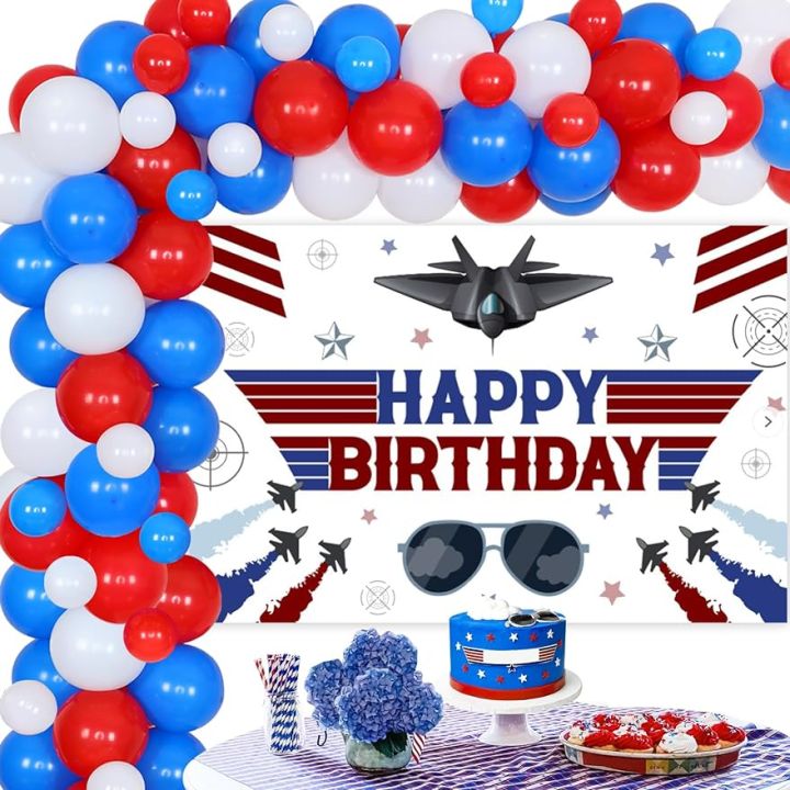 Cheereveal Fighter Jet Birthday Decorations, Airplane Theme Balloon ...