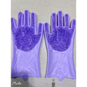 IRhea Cleaning Gloves Dishwashing Gloves(pair) Wash Cleaning Gloves with Sponge Scrubbers